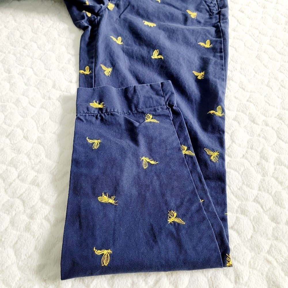 Vintage Lilly Pulitzer bee pants twill chinos navy embroidered 2 bugs bees retro - Picture 6 of 8